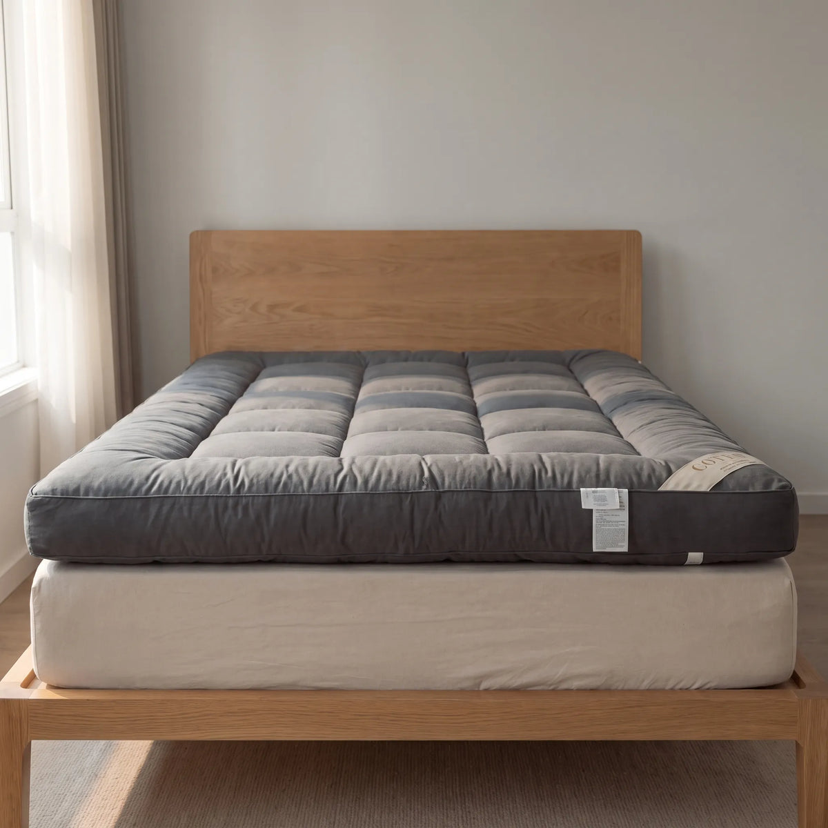 RestCloud - Surmatelas Rafraîchissant Matelassé Gris