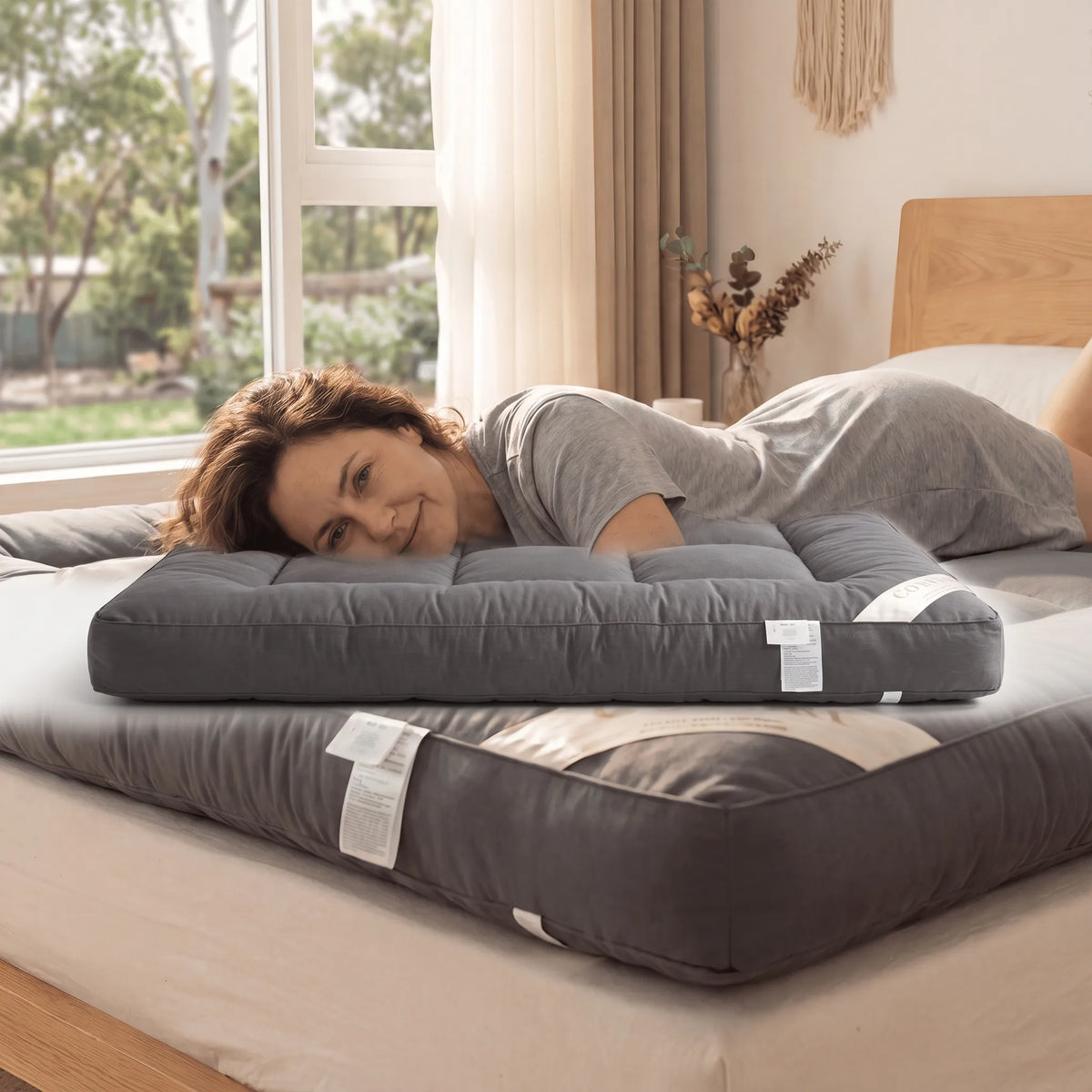 RestCloud - Surmatelas Rafraîchissant Matelassé Gris